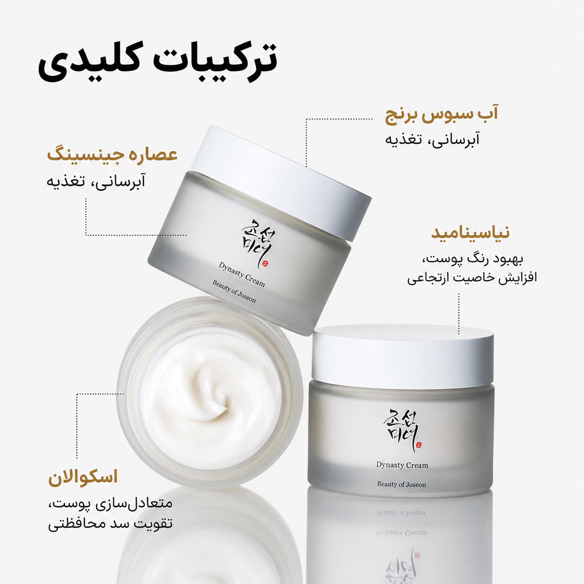 کرم مرطوب کننده ضد چروک بیوتی آف جوسان 5 ترکیبات کرم بیوتی آف جوسان