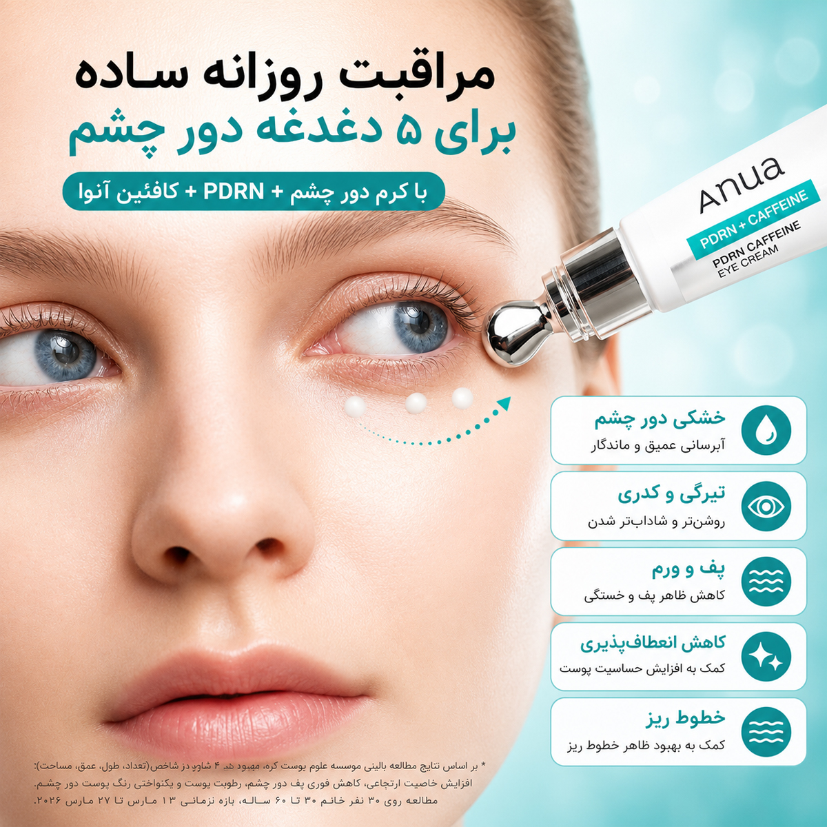 کرم دور چشم جوانساز PDRN و کافئین آنوا 3 کرم دور چشم جوانساز PDRN و کافئین آنوا - Image 3