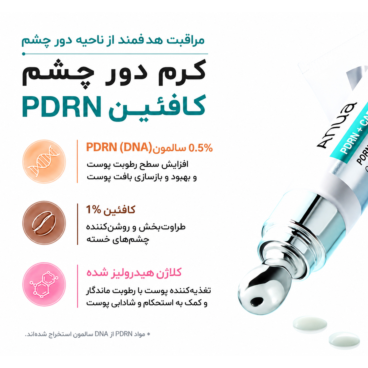 کرم دور چشم جوانساز PDRN و کافئین آنوا 4 کرم دور چشم جوانساز PDRN و کافئین آنوا - Image 4
