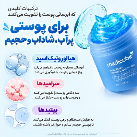 ژل کرم آبرسان هیالورونیک اسید و سرامید مدی کیوب 10 medicube hyaluronic ceramide jelly cream ingredients